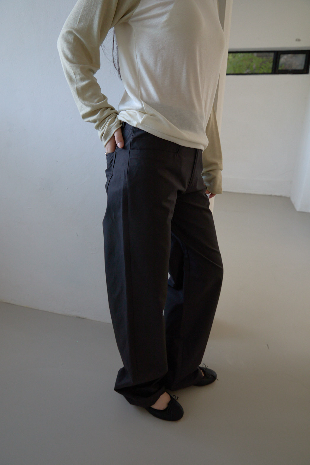 サテンベーシックストレートワイドダブルボタン無地パンツFW | 詳細画像24