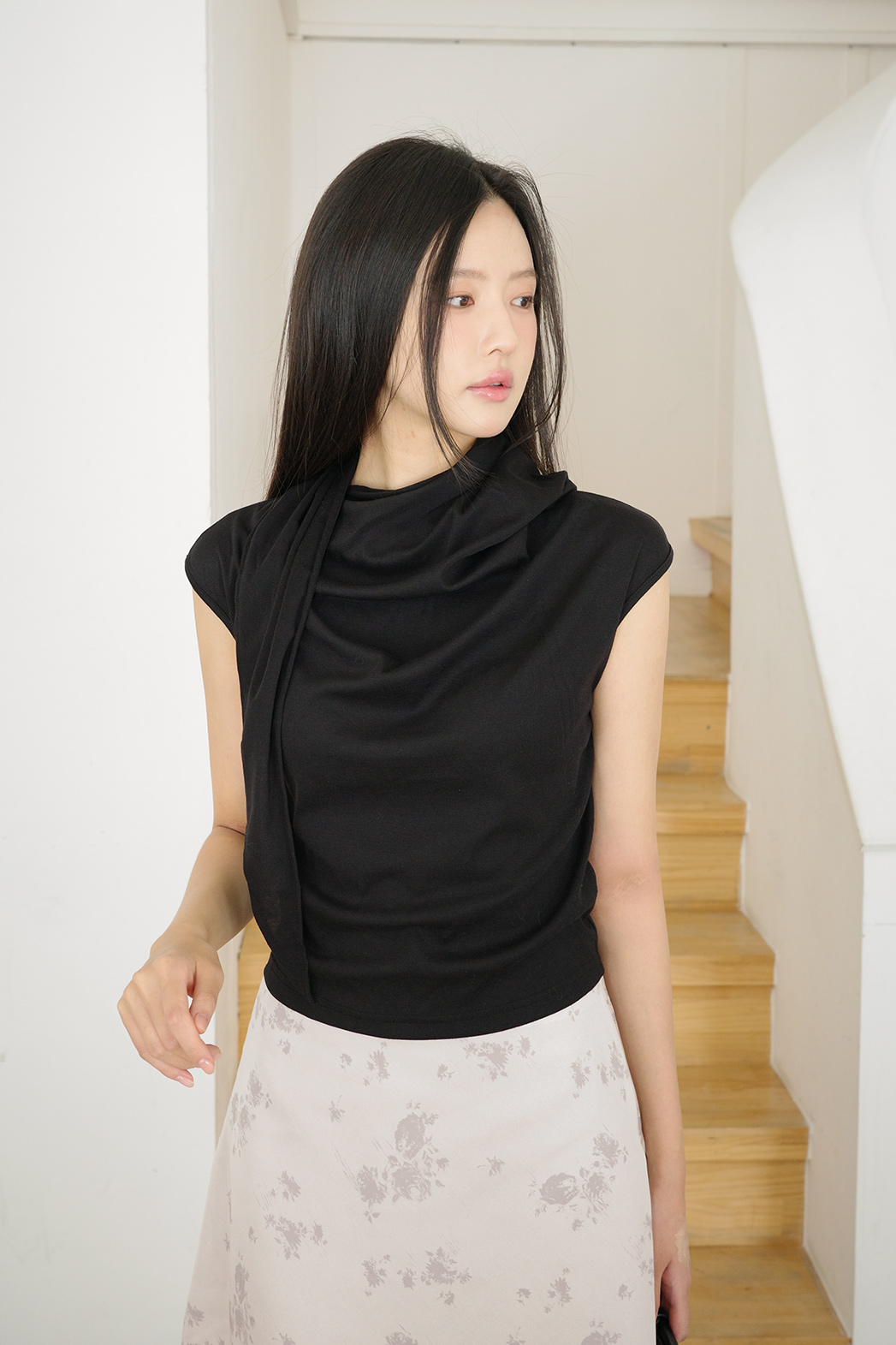 シフォンジップアップミニ花柄スカート | DHOLIC | 詳細画像4