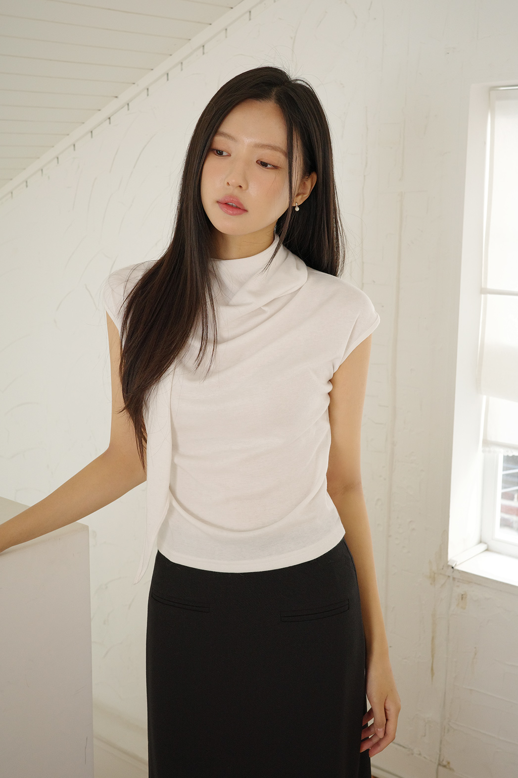 スリムギャザースカーフネックTシャツ | DHOLIC | 詳細画像14