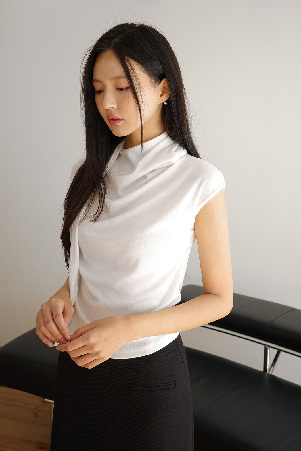 スリムギャザースカーフネックTシャツ | DHOLIC | 詳細画像20