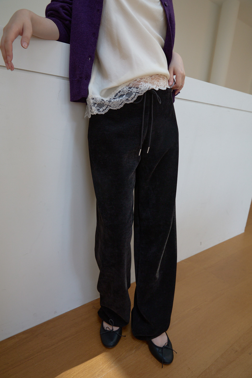 ベルベットストラップローライズワイド無地パンツFW | 詳細画像15