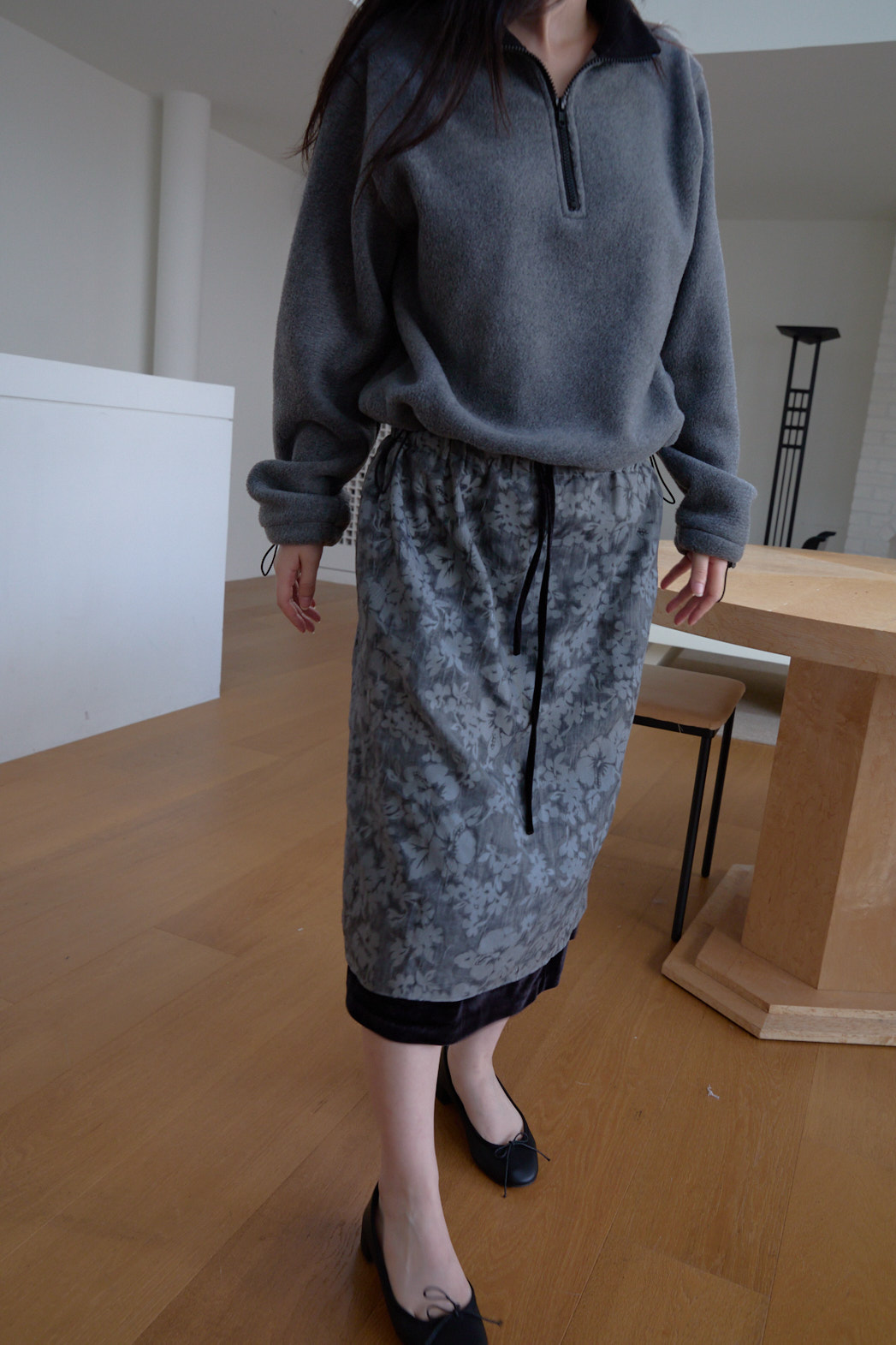両起毛ハーフジップクロップドドローコード無地ツーピース(トップス、ボトムス)FW | 詳細画像5
