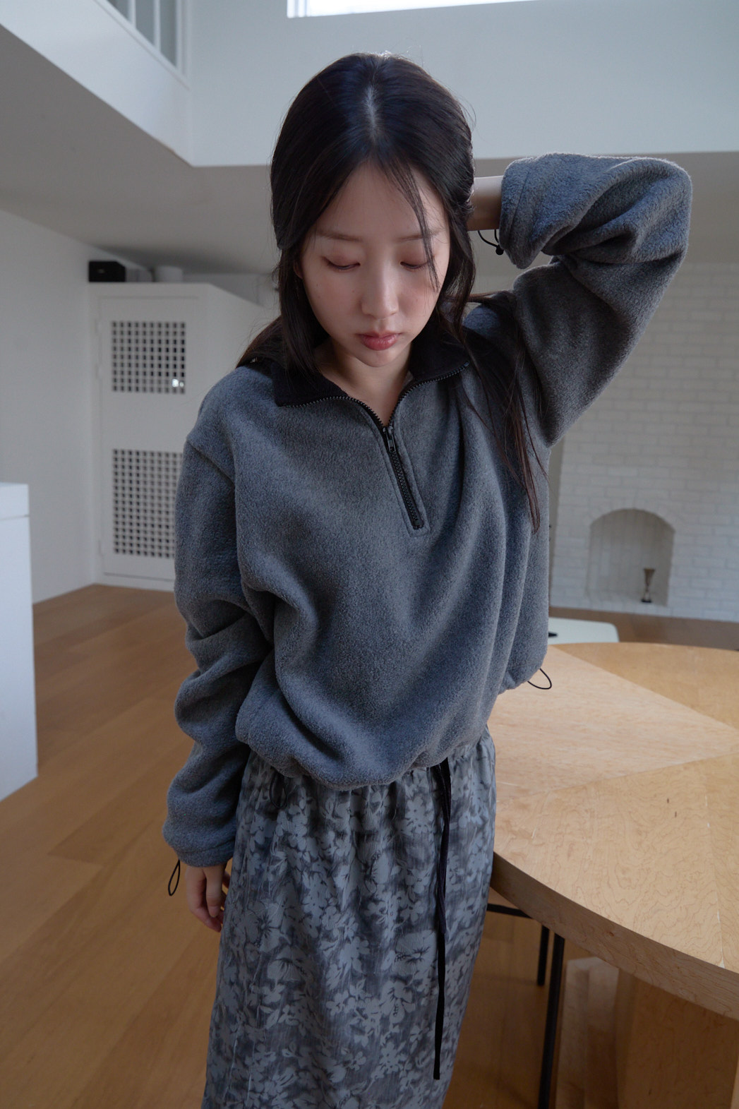 両起毛ハーフジップクロップドドローコード無地ツーピース(トップス、ボトムス)FW | 詳細画像11