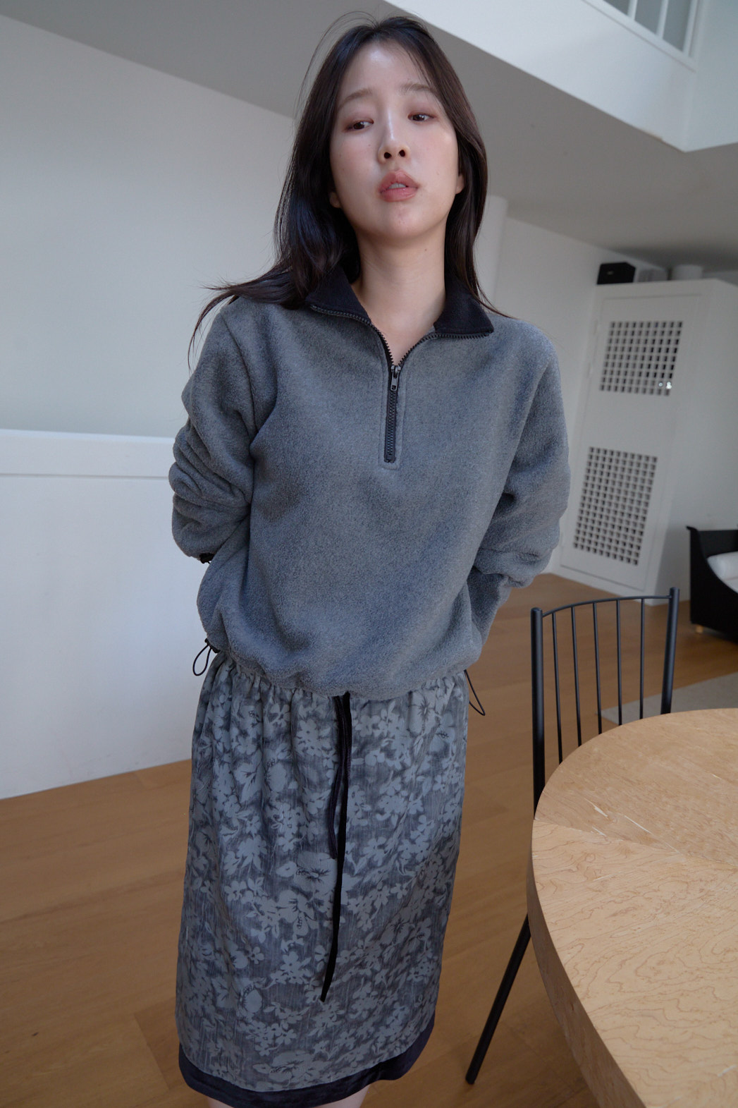 両起毛ハーフジップクロップドドローコード無地ツーピース(トップス、ボトムス)FW | 詳細画像15