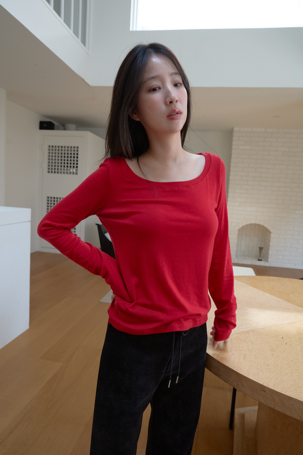 ウール混ウール混ボートネックボートネックベーシックベーシック無地無地TシャツTシャツFWFW | 詳細画像6
