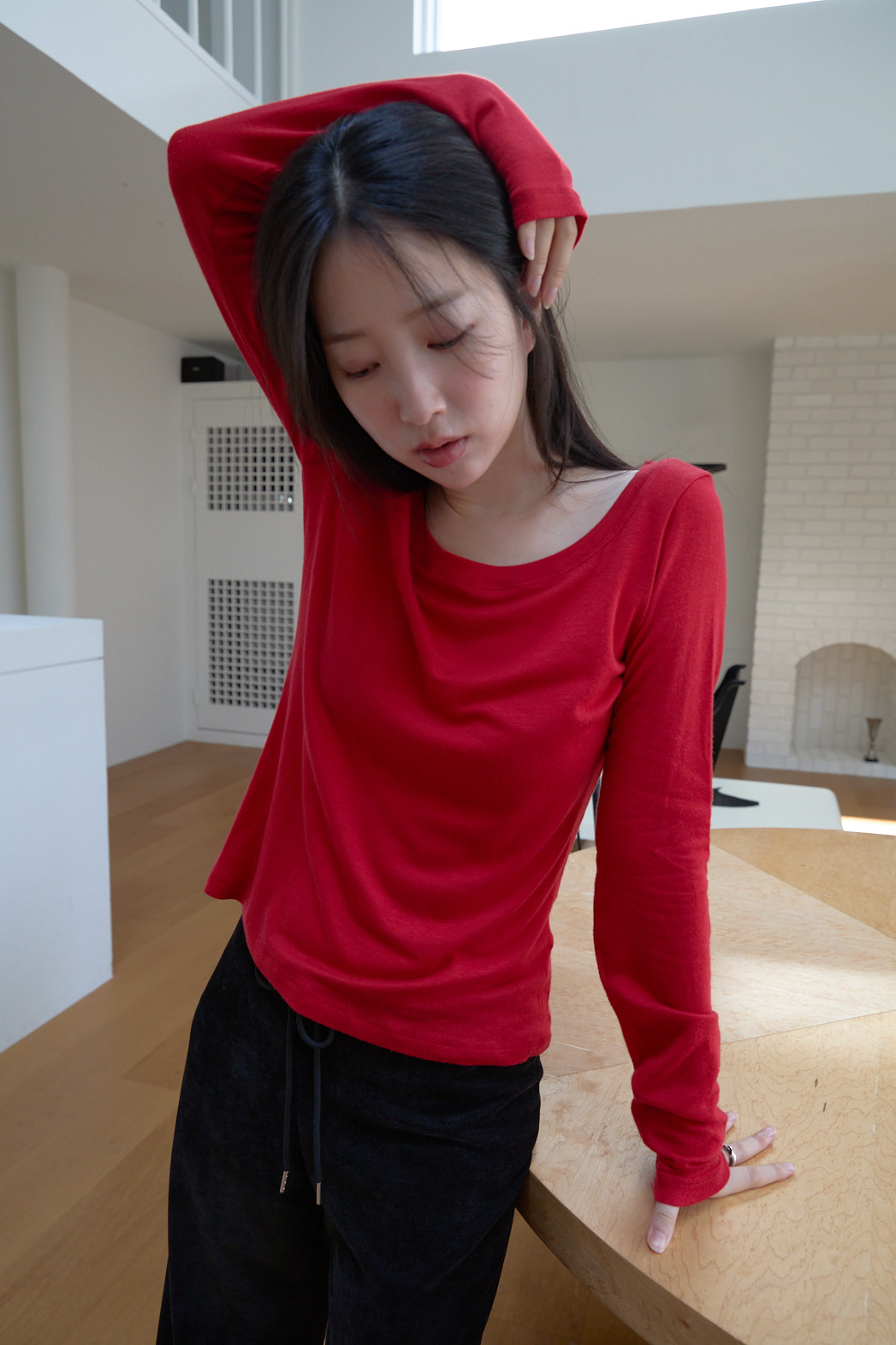 ウール混ウール混ボートネックボートネックベーシックベーシック無地無地TシャツTシャツFWFW | 詳細画像8