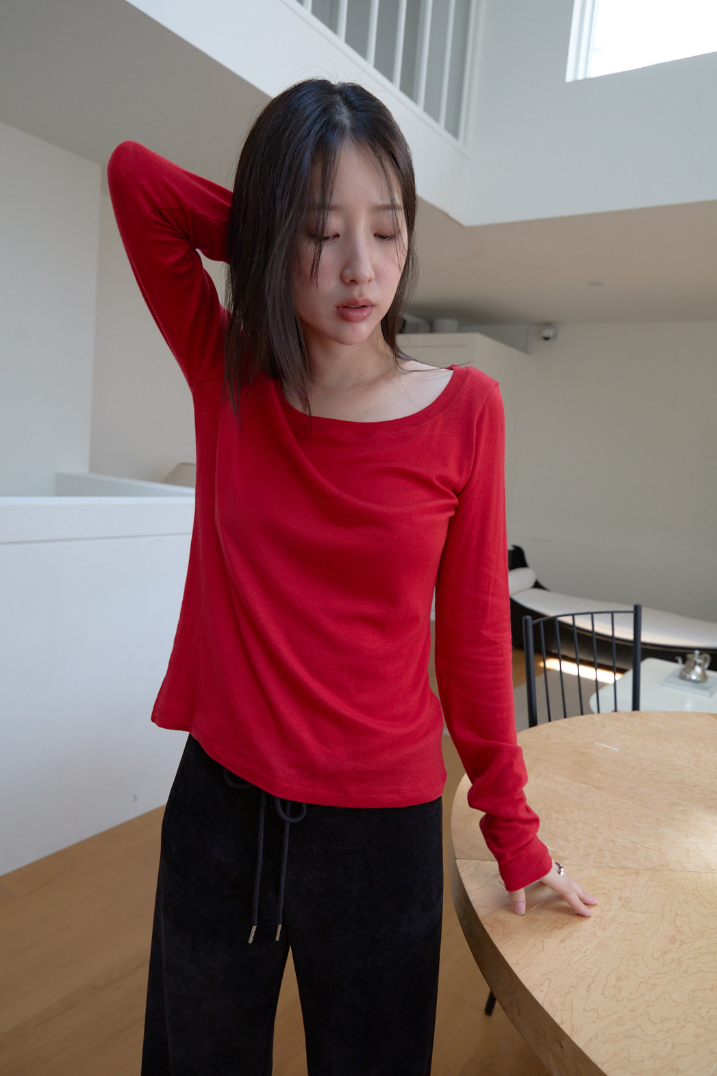 ウール混ウール混ボートネックボートネックベーシックベーシック無地無地TシャツTシャツFWFW | 詳細画像9