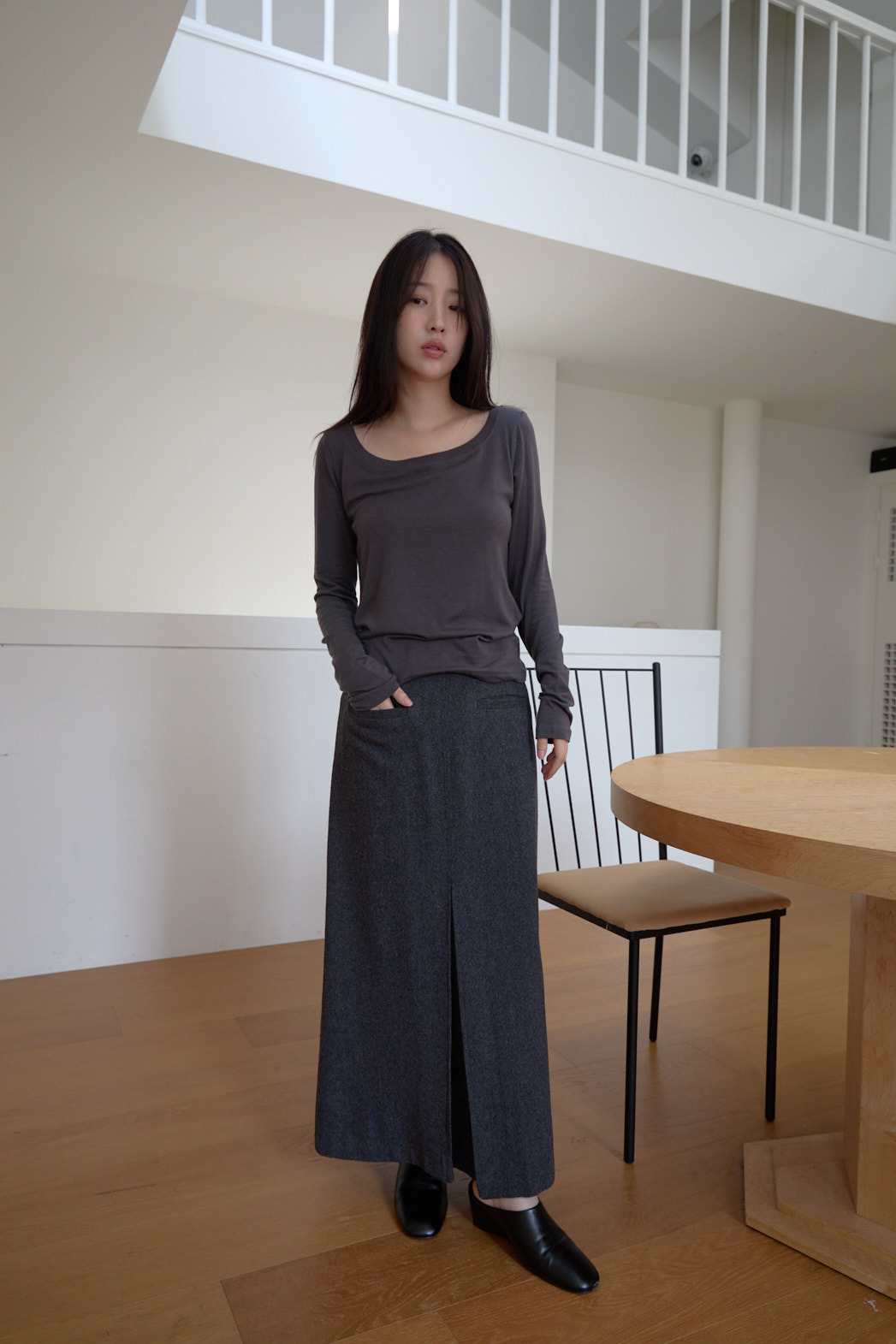 ウール混ウール混ボートネックボートネックベーシックベーシック無地無地TシャツTシャツFWFW | 詳細画像15