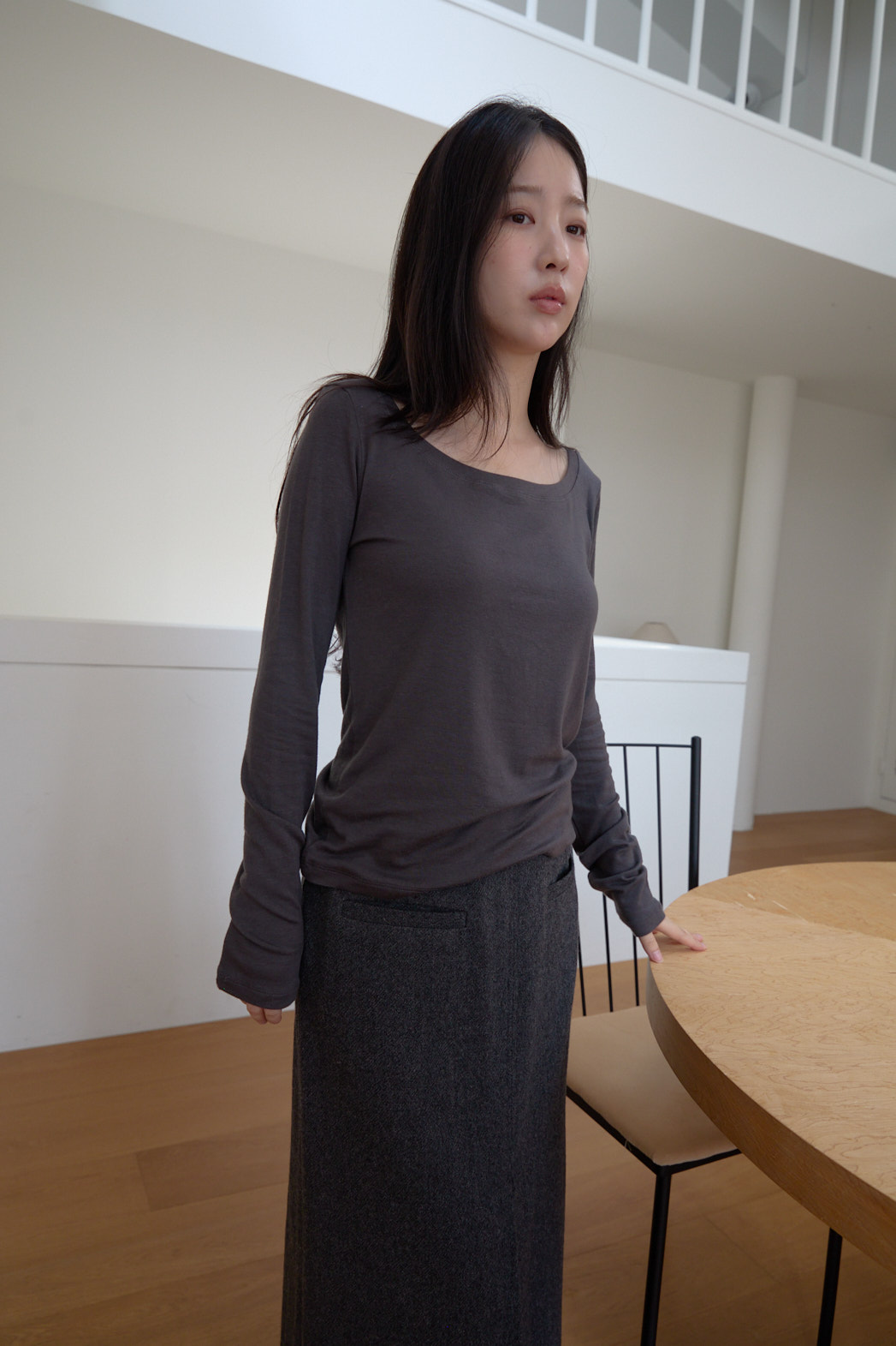 ウール混ウール混ボートネックボートネックベーシックベーシック無地無地TシャツTシャツFWFW | 詳細画像29