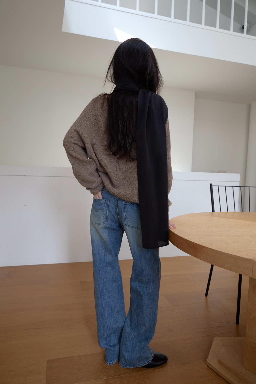 ニットウール混ボートネックオーバーサイズルーズ無地ニットFW | 詳細画像16