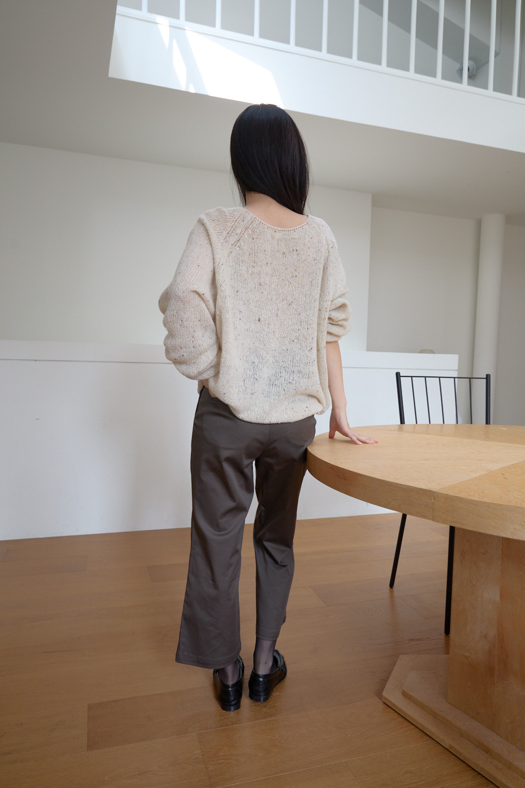 ニットウール混ボートネックオーバーサイズルーズ無地ニットFW | 詳細画像22