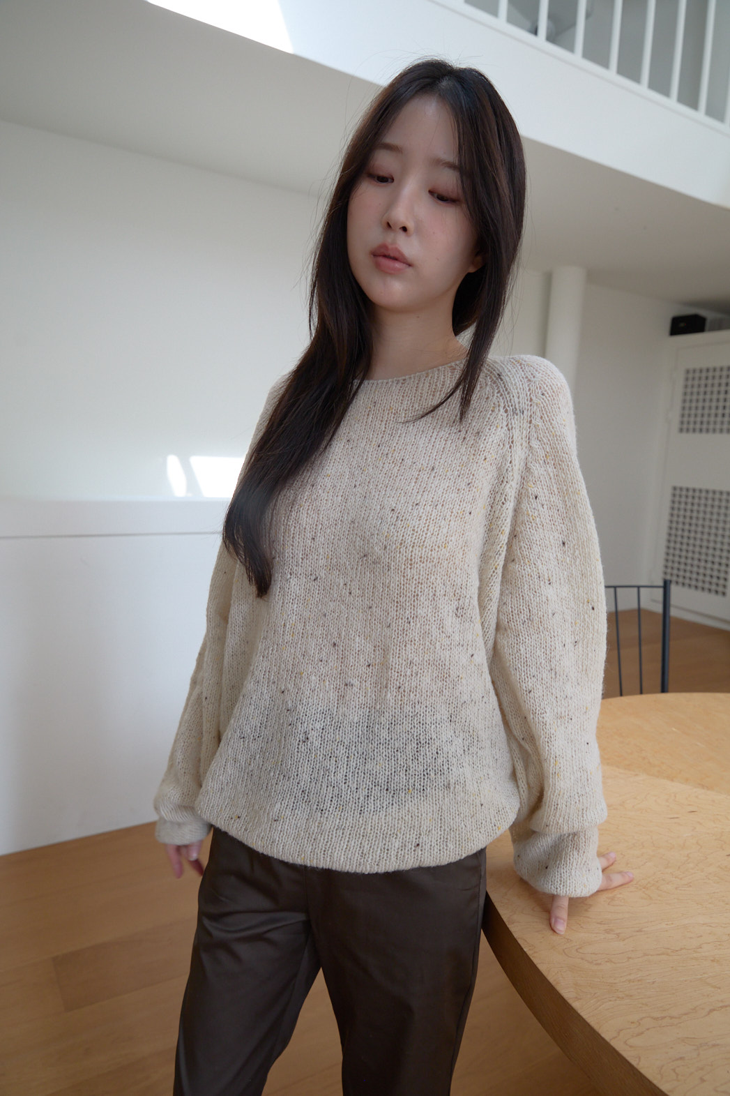 ニットウール混ボートネックオーバーサイズルーズ無地ニットFW | 詳細画像24