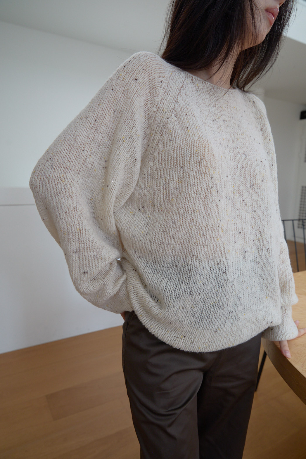 ニットウール混ボートネックオーバーサイズルーズ無地ニットFW | 詳細画像27