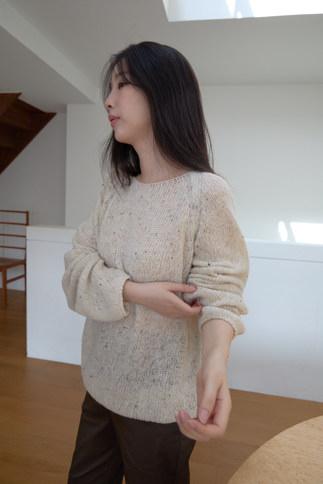 ニットウール混ボートネックオーバーサイズルーズ無地ニットFW | 詳細画像30