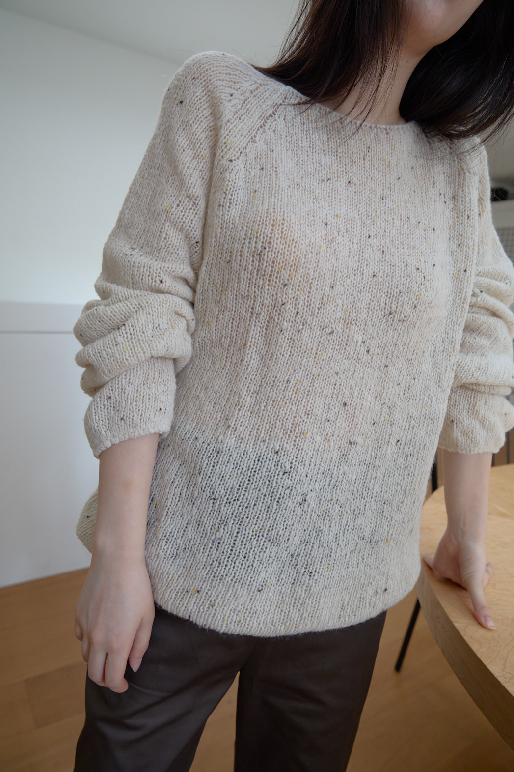 ニットウール混ボートネックオーバーサイズルーズ無地ニットFW | 詳細画像31