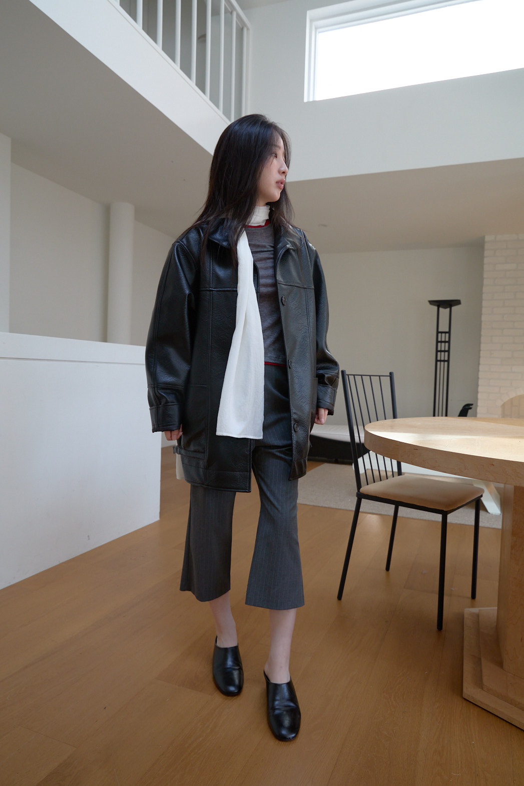 レザーレザー調オーバーサイズルーズ無地ジャケットFW | 詳細画像3