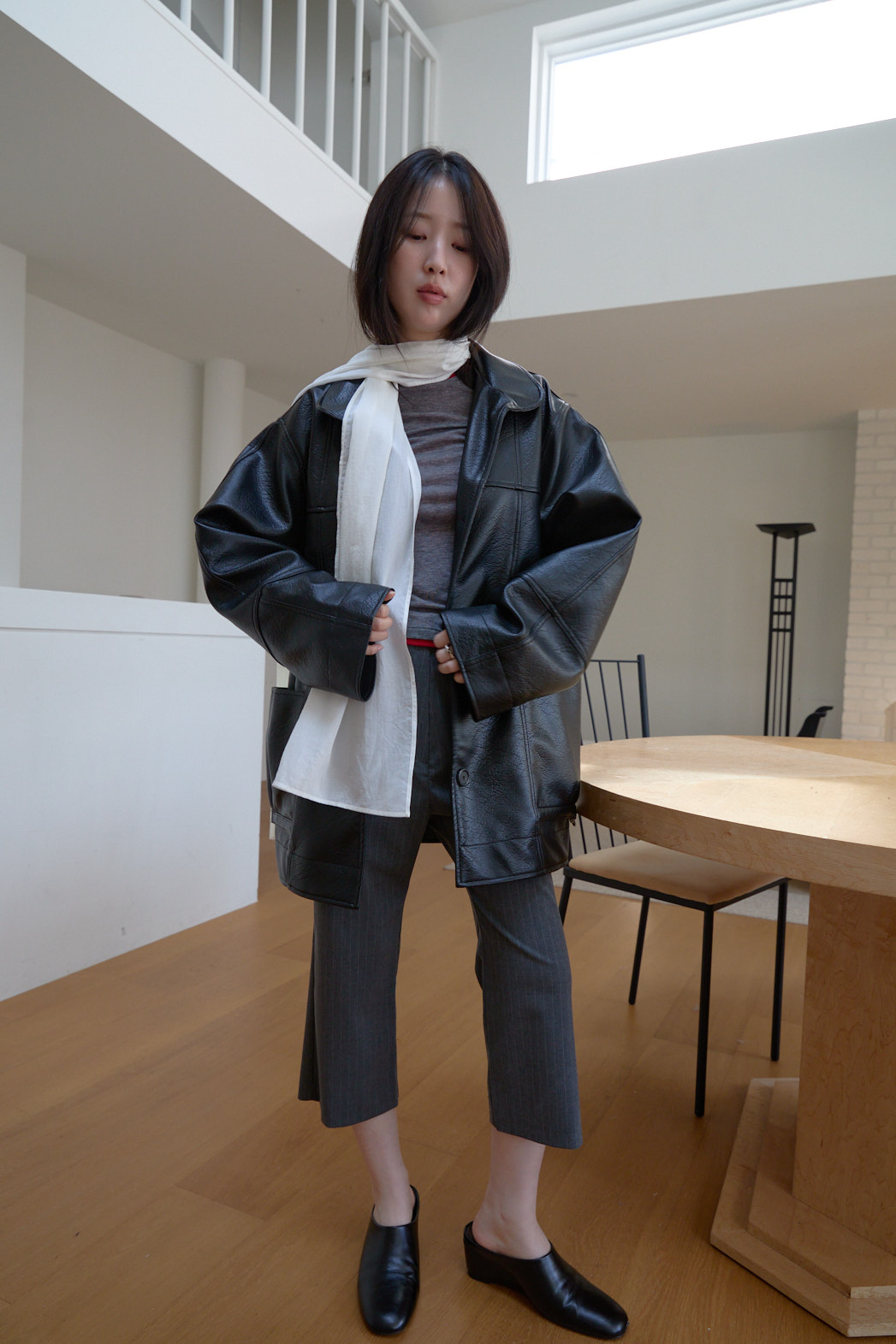 レザーレザー調オーバーサイズルーズ無地ジャケットFW | 詳細画像9