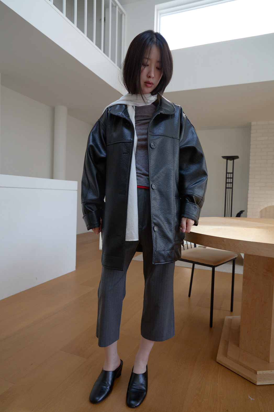 レザーレザー調オーバーサイズルーズ無地ジャケットFW | 詳細画像11