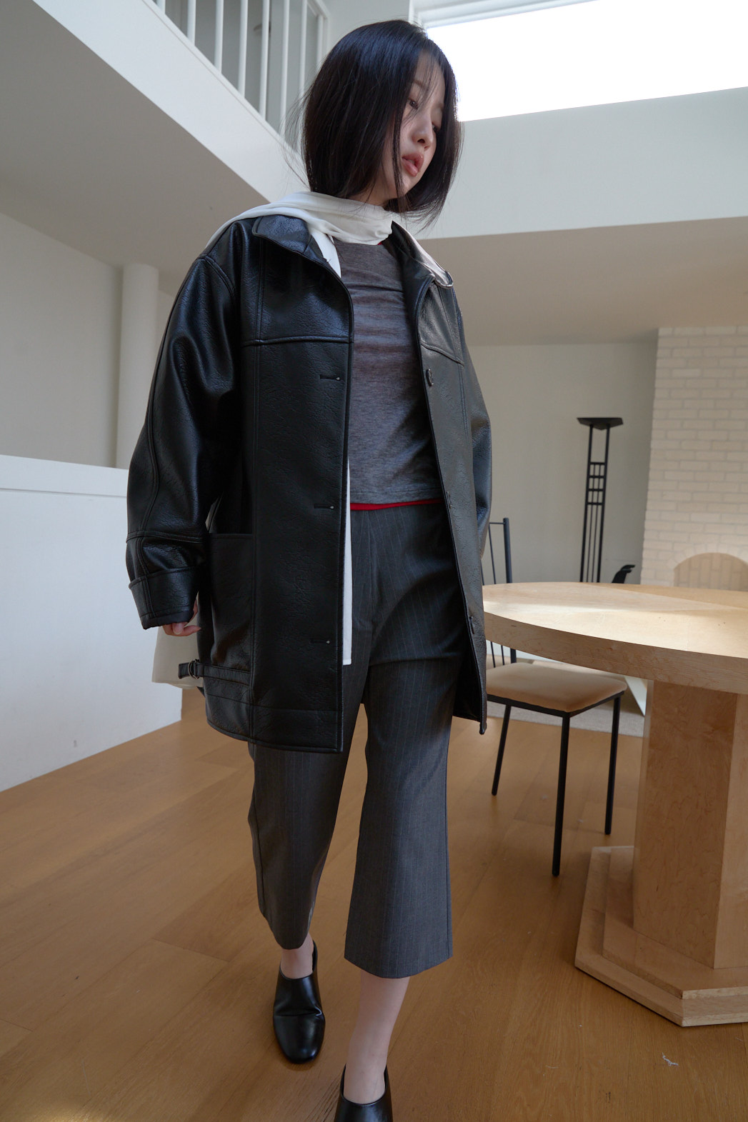 レザーレザー調オーバーサイズルーズ無地ジャケットFW | 詳細画像13