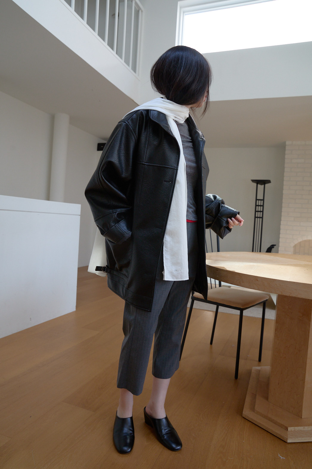 レザーレザー調オーバーサイズルーズ無地ジャケットFW | 詳細画像14