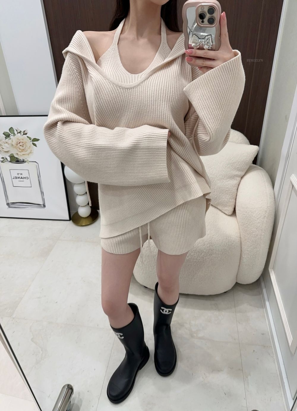 ホルターネックフードニットノースリーブショートパンツ3 SET | 詳細画像14