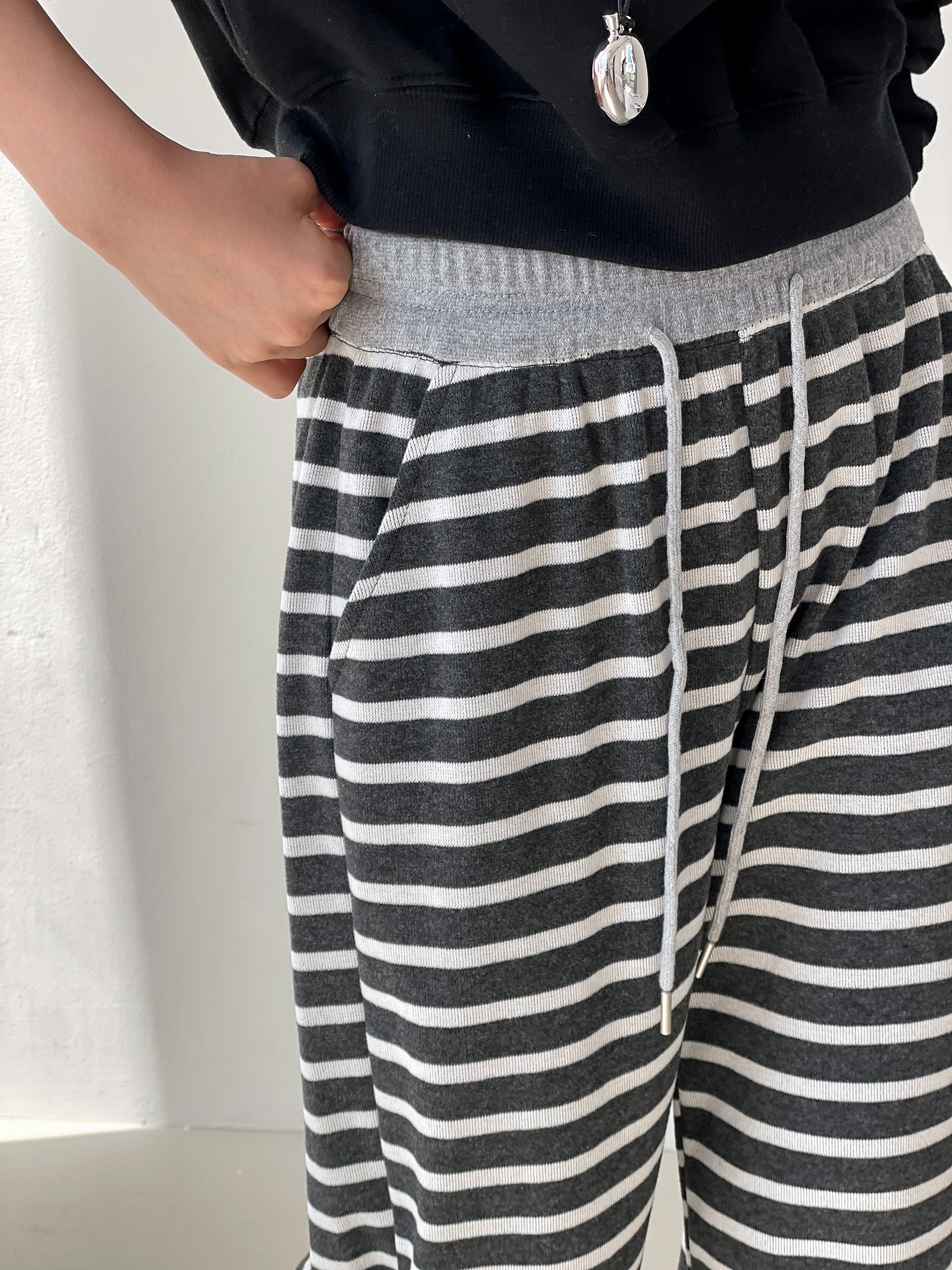 ドローストリングポケットウエストゴムボーダーパンツ | 詳細画像9