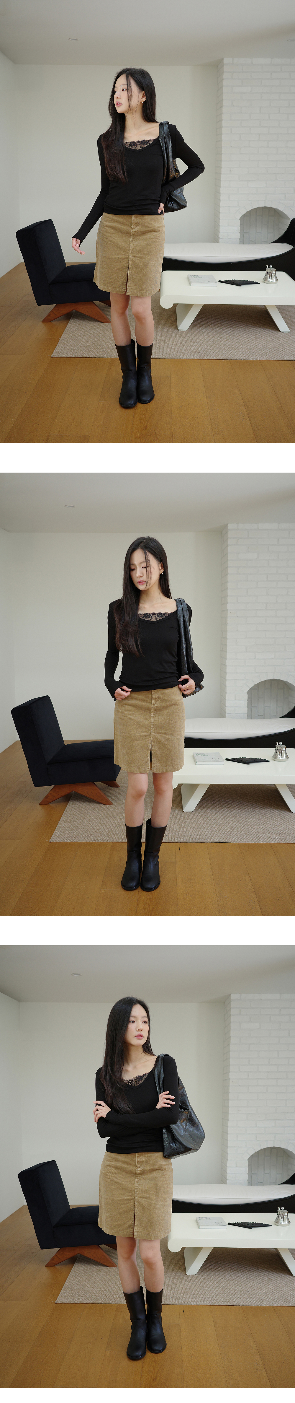 Vネックスリム長袖Tシャツ | DHOLIC | 詳細画像9