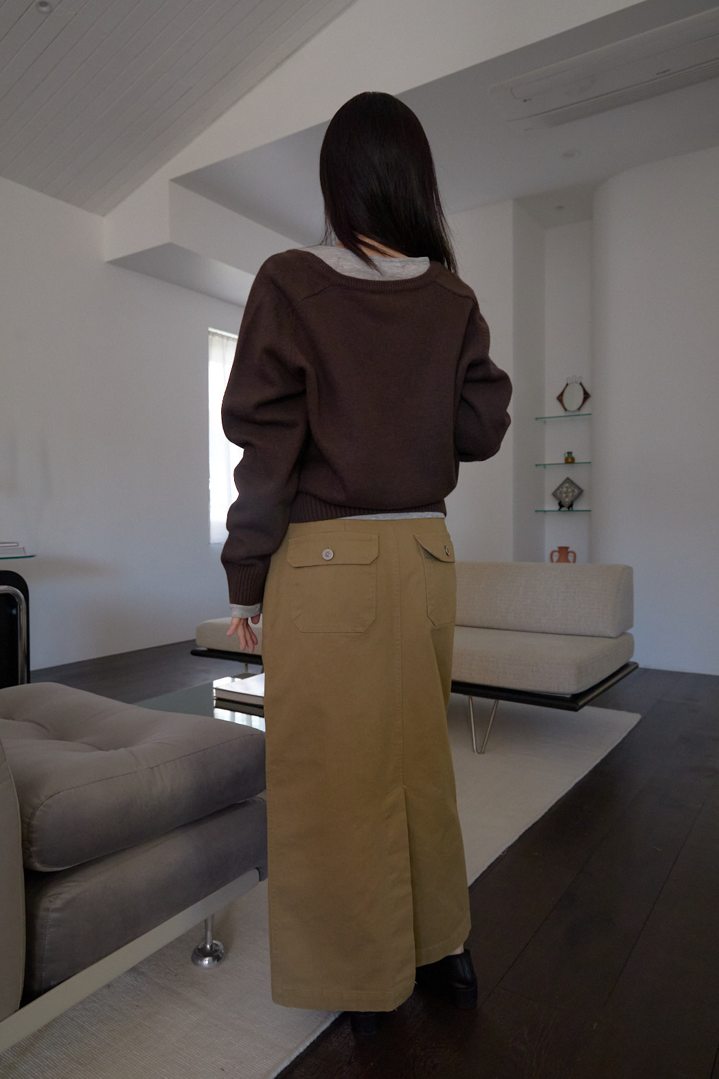 カシミヤ混Vネックルーズ無地ニットFW | 詳細画像21