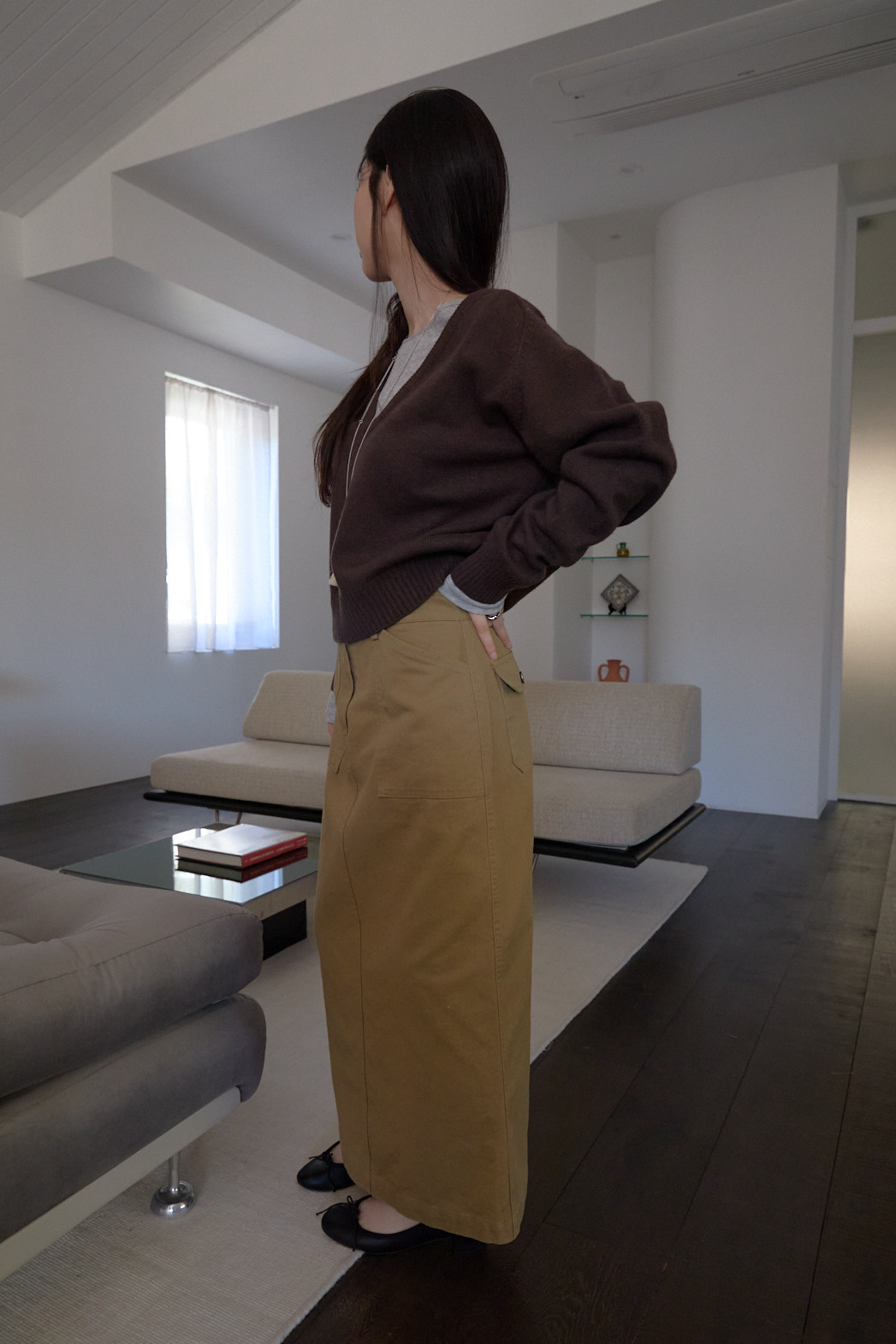 カシミヤ混Vネックルーズ無地ニットFW | 詳細画像14