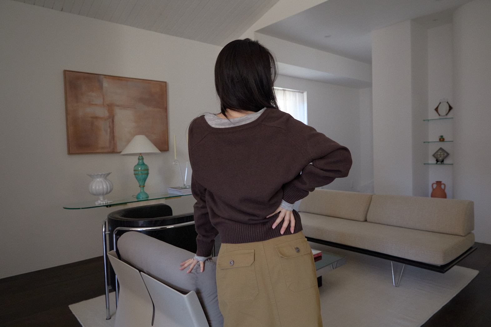 カシミヤ混Vネックルーズ無地ニットFW | 詳細画像22