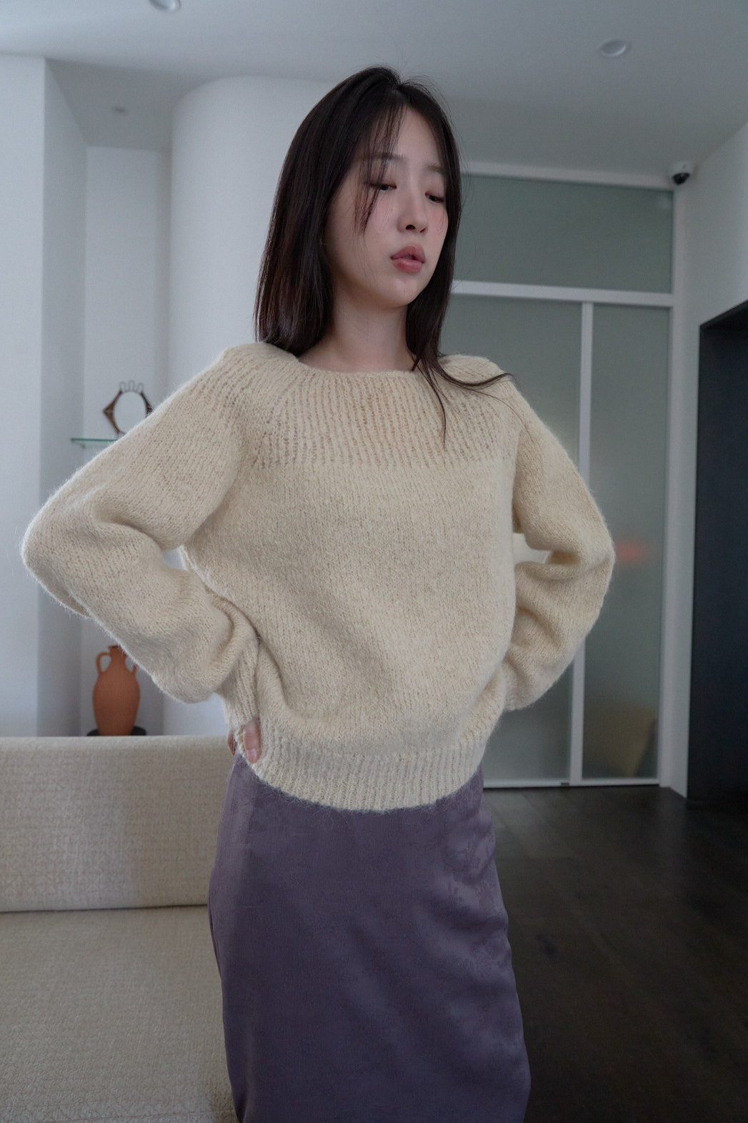 アルパカ混紡ルーズ無地ニットFW | 詳細画像9