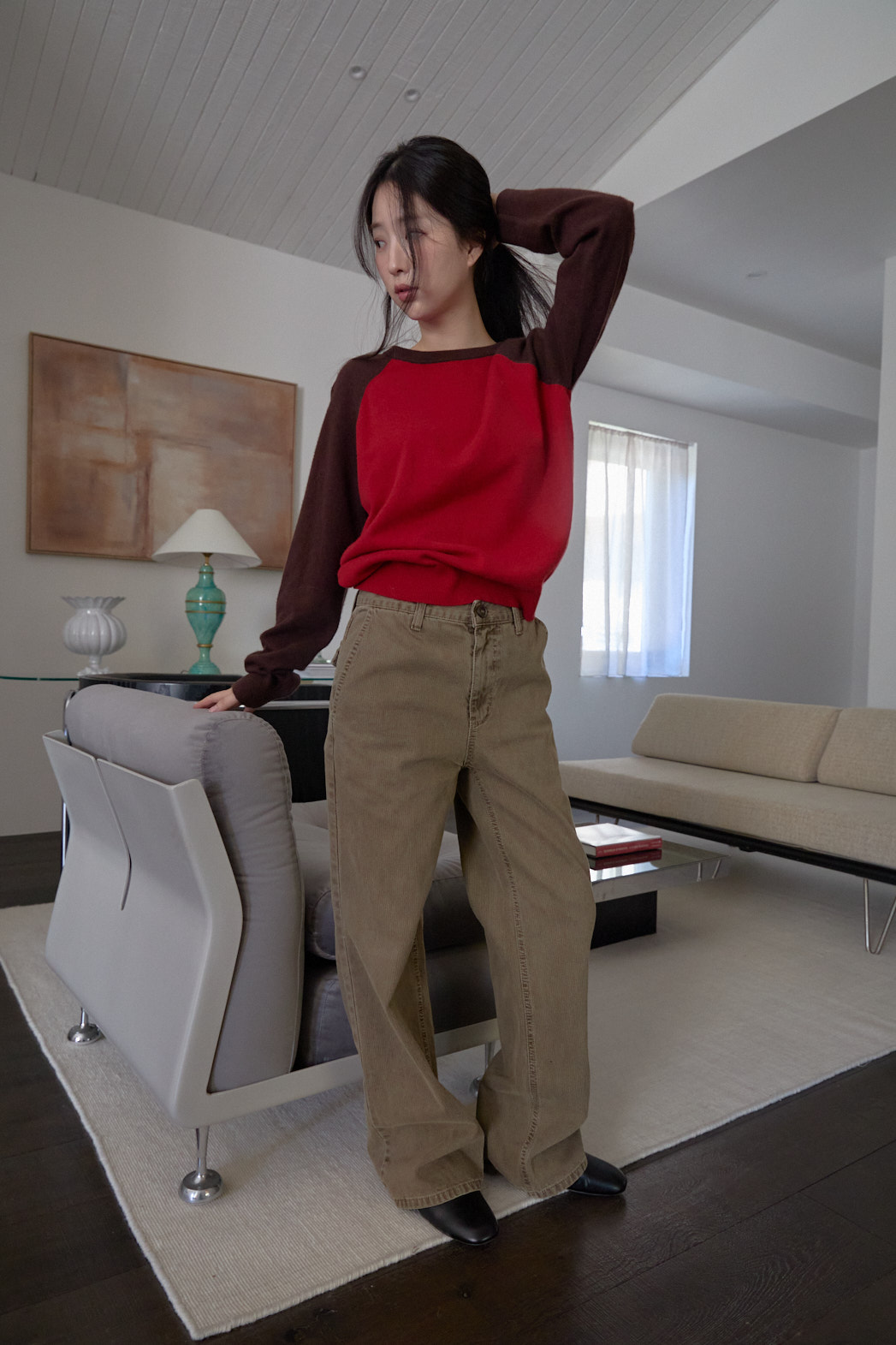ウール混ラグラン配色ニットFW | 詳細画像8