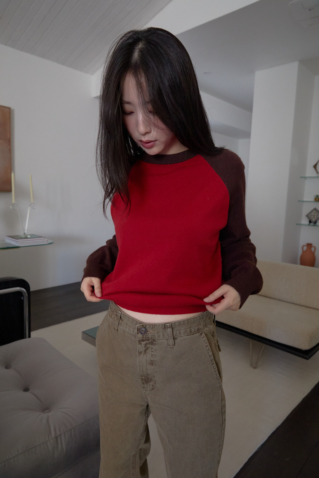 ウール混ラグラン配色ニットFW | 詳細画像3