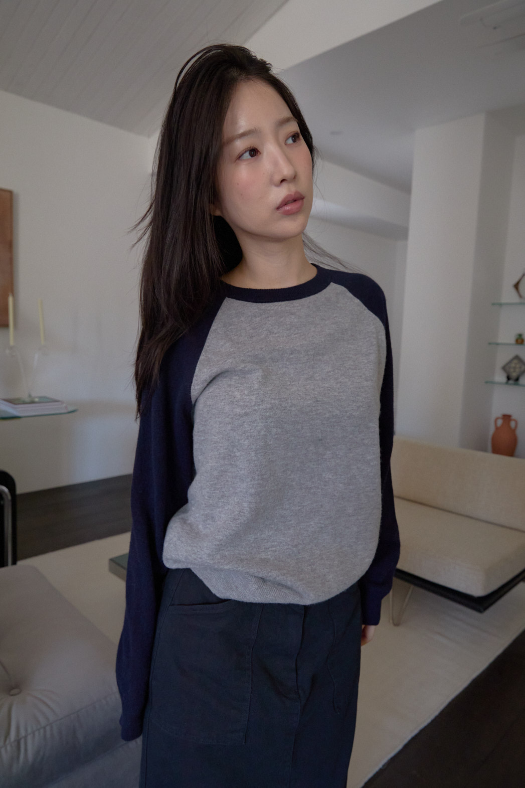 ウール混ラグラン配色ニットFW | 詳細画像12