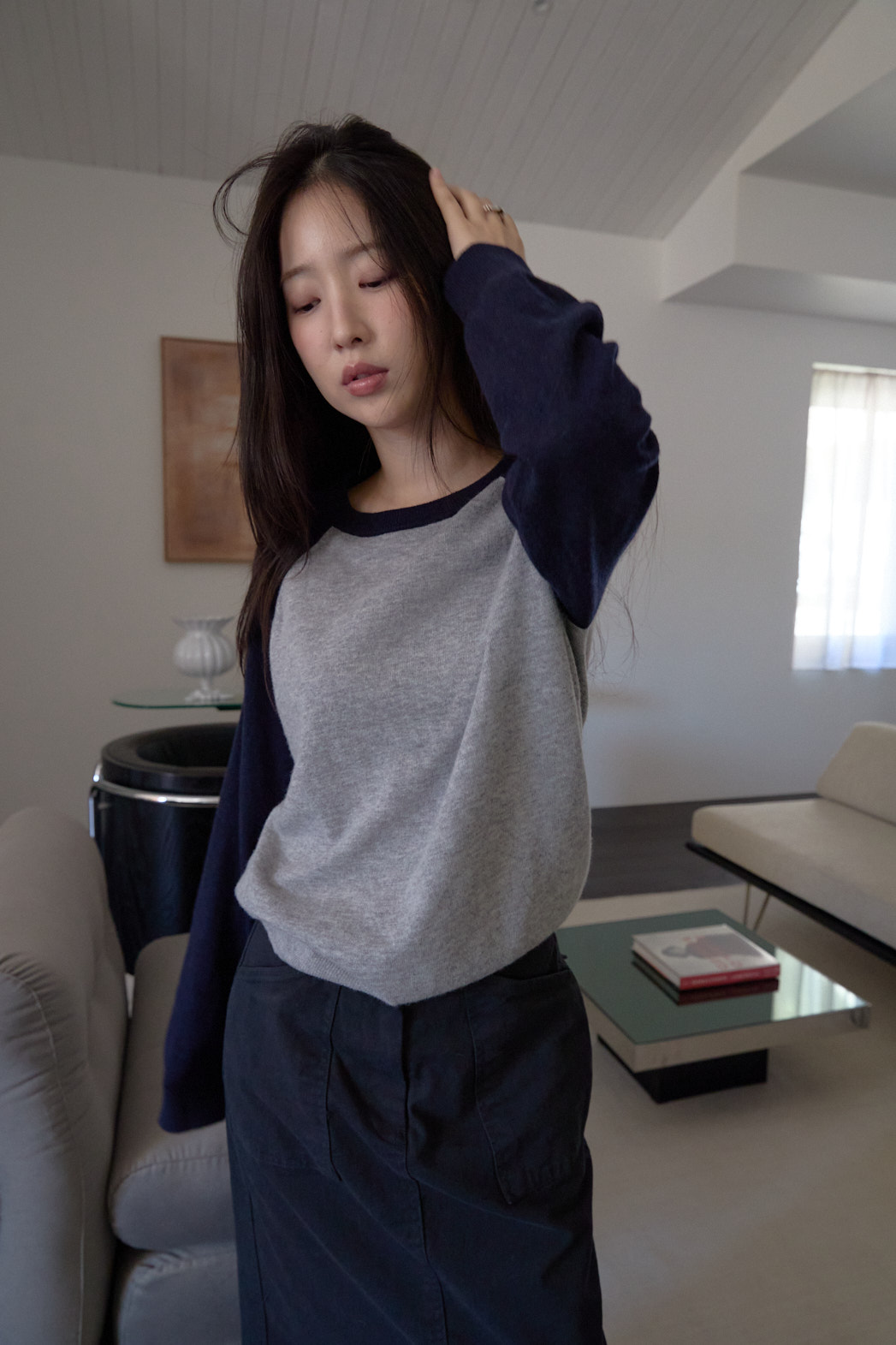ウール混ラグラン配色ニットFW | 詳細画像13