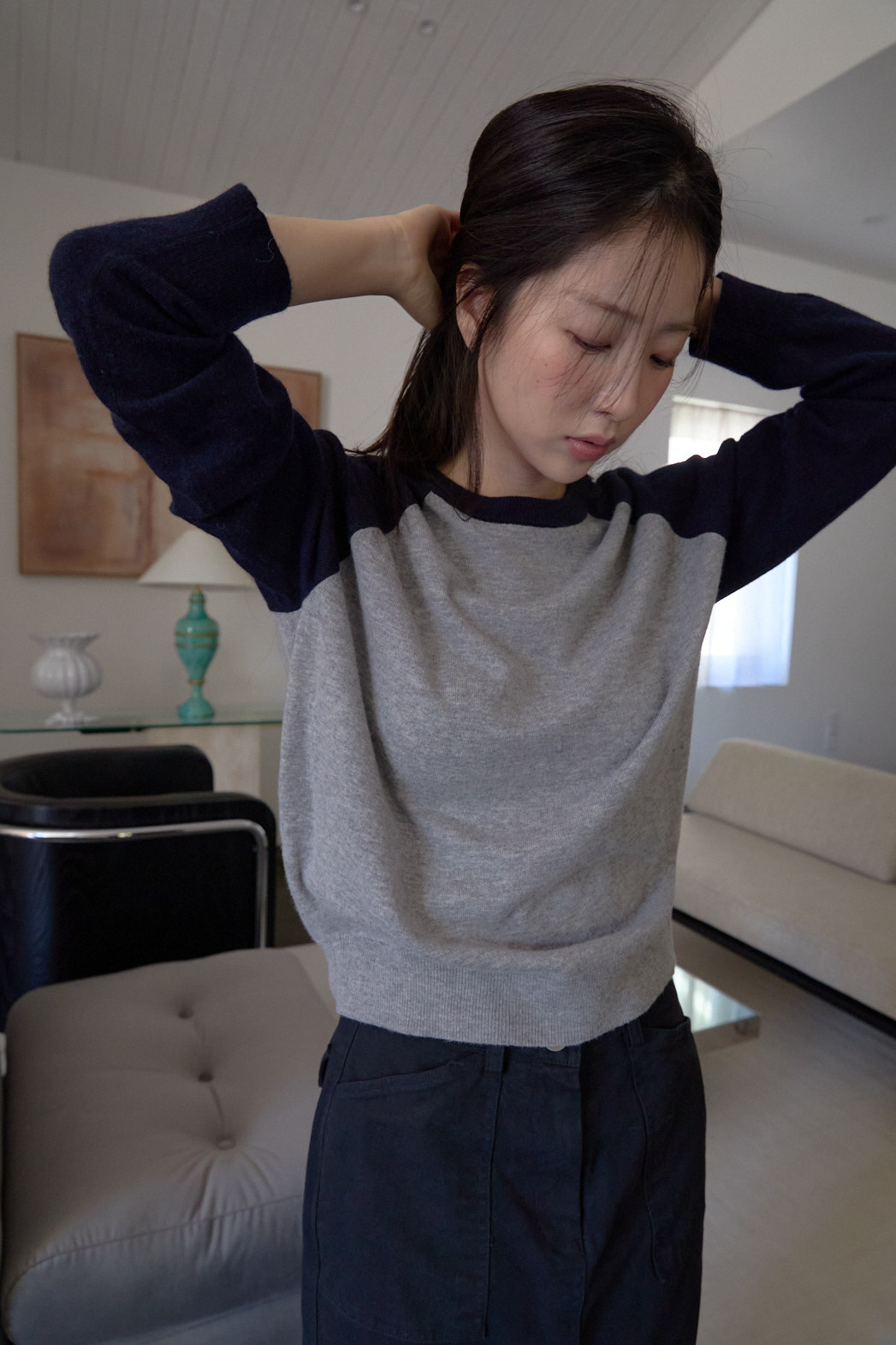ウール混ラグラン配色ニットFW | 詳細画像15