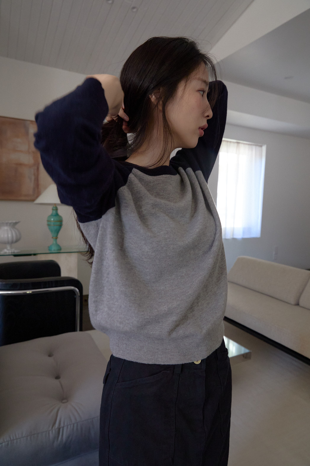 ウール混ラグラン配色ニットFW | 詳細画像16