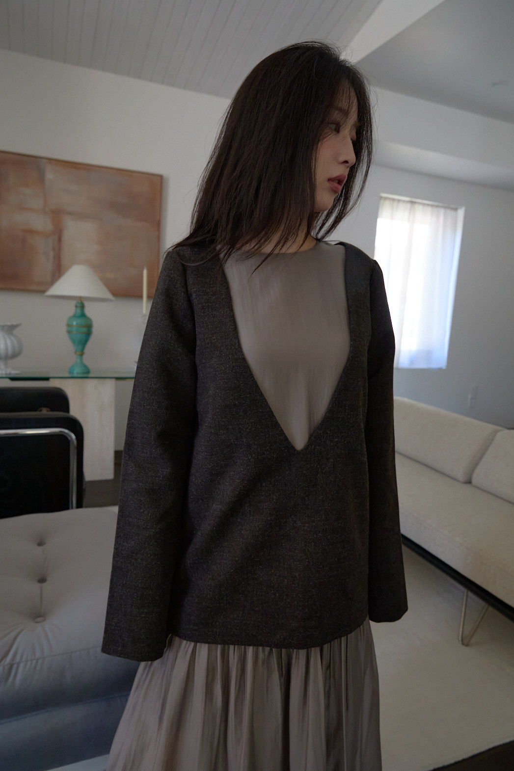 ストラップVネック無地ブラウス2WAYFW | 詳細画像4