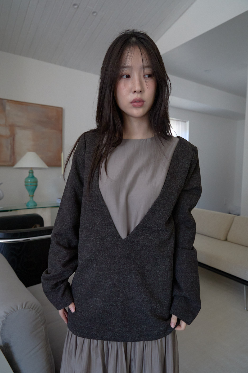 ストラップVネック無地ブラウス2WAYFW | 詳細画像7