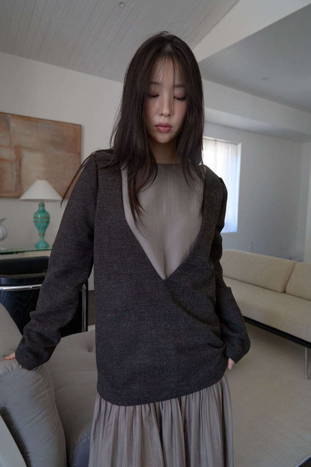 ストラップVネック無地ブラウス2WAYFW | 詳細画像9