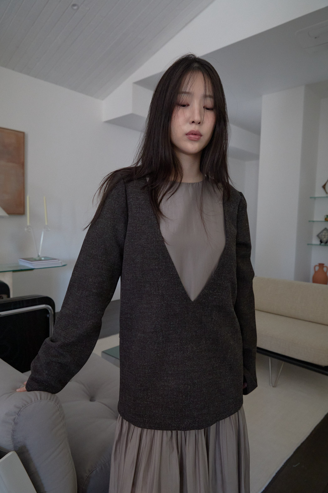 ストラップVネック無地ブラウス2WAYFW | 詳細画像10
