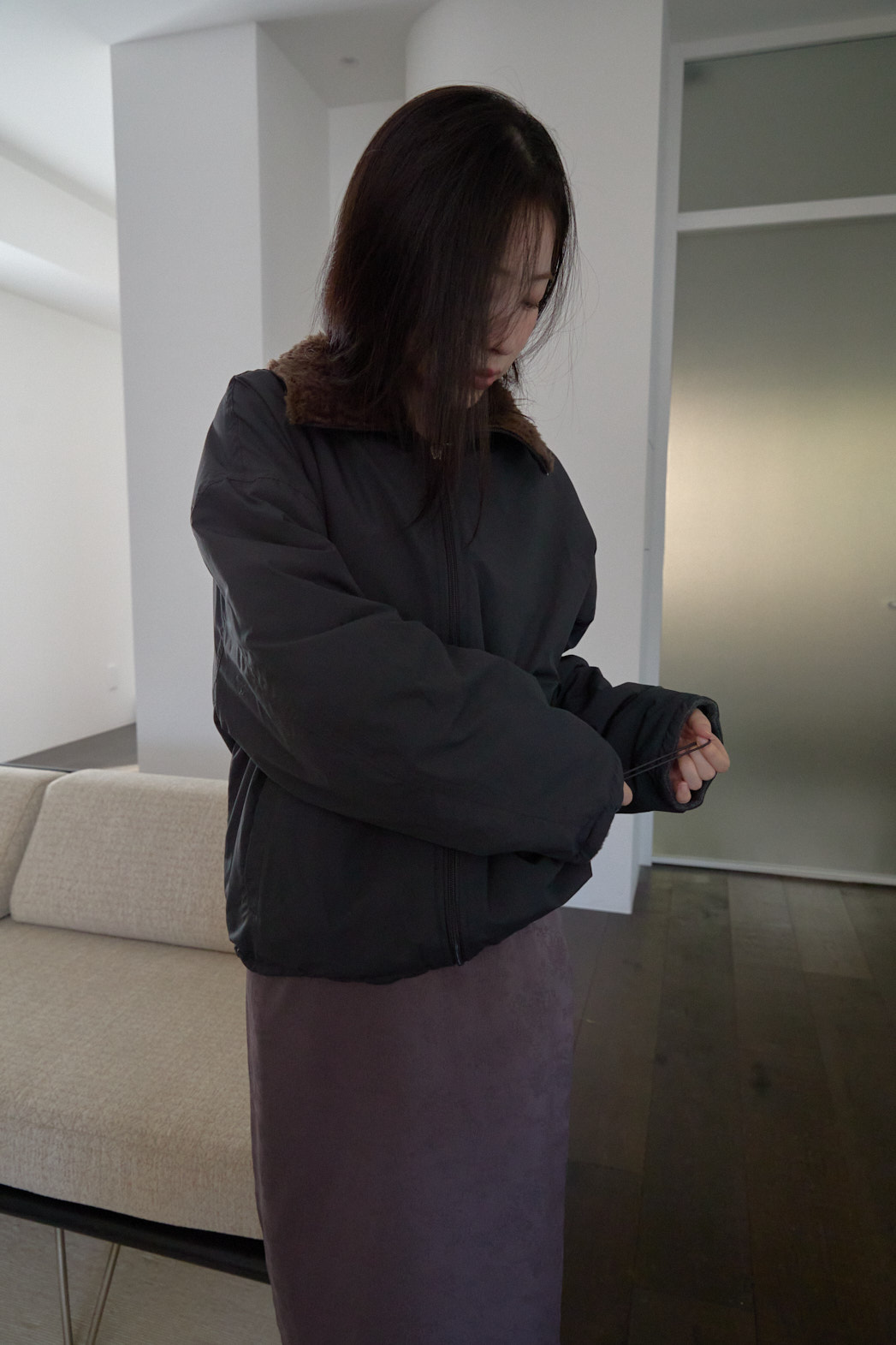 ナイロンジップアップハイネック無地ジャンパー2WAYリバーシブルFW | 詳細画像6