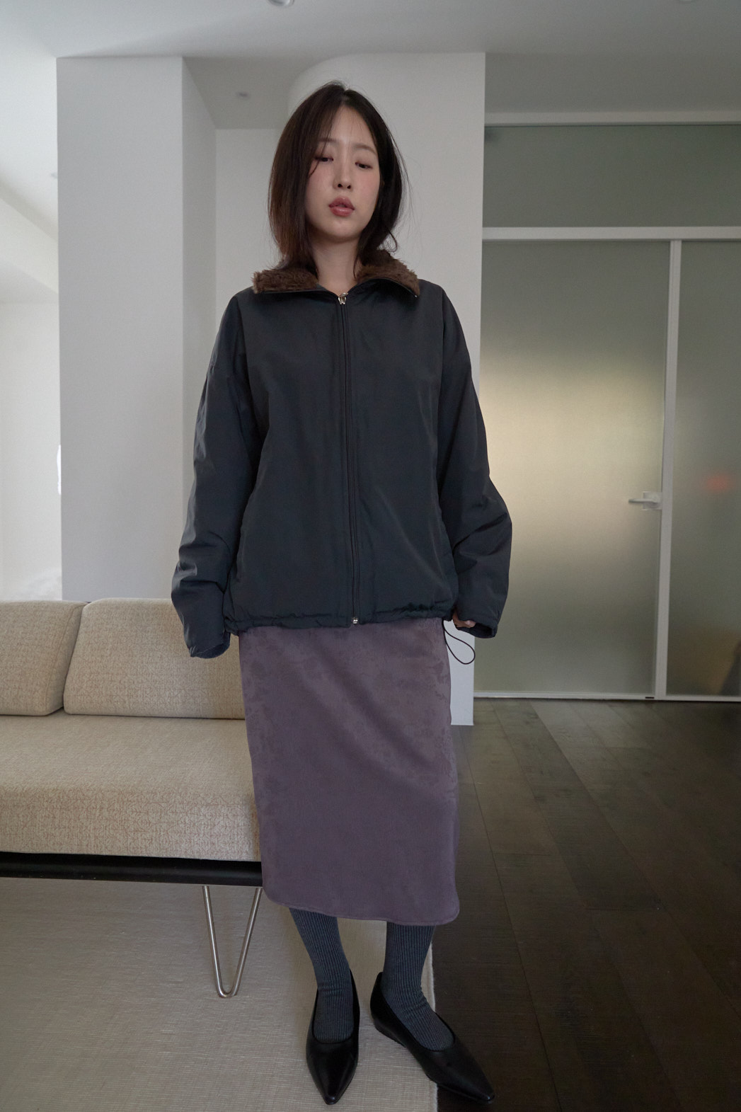 ナイロンジップアップハイネック無地ジャンパー2WAYリバーシブルFW | 詳細画像14