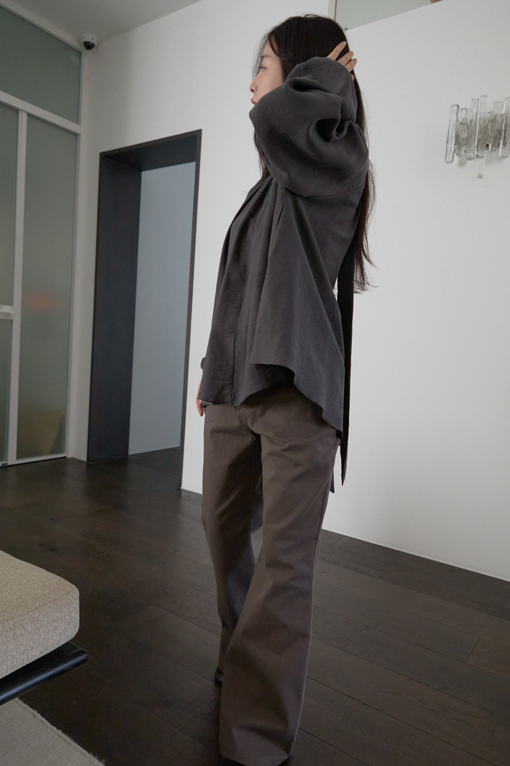 フラップポケットセミブーツカット無地パンツオールシーズン | 詳細画像7