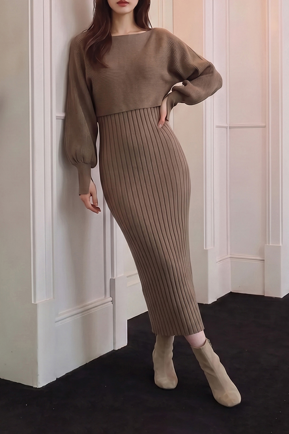 ニットドルマン長袖ワンピース2pc セットFW | DHOLIC | 詳細画像8