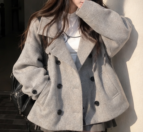 フード付きダブルボタンミドルコート | 詳細画像9