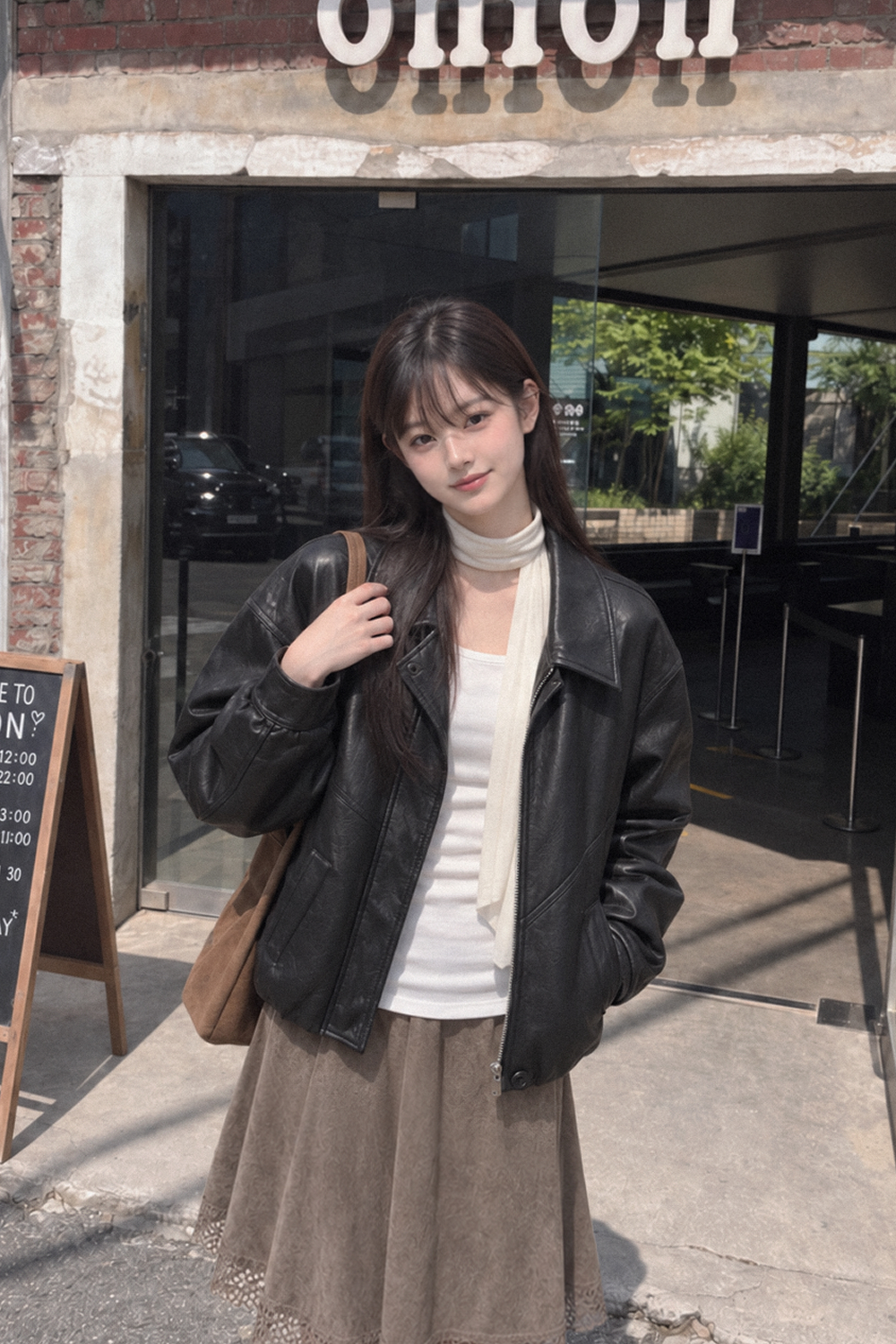 レザー調ジップアップ長袖ジャケット | DHOLIC | 詳細画像2