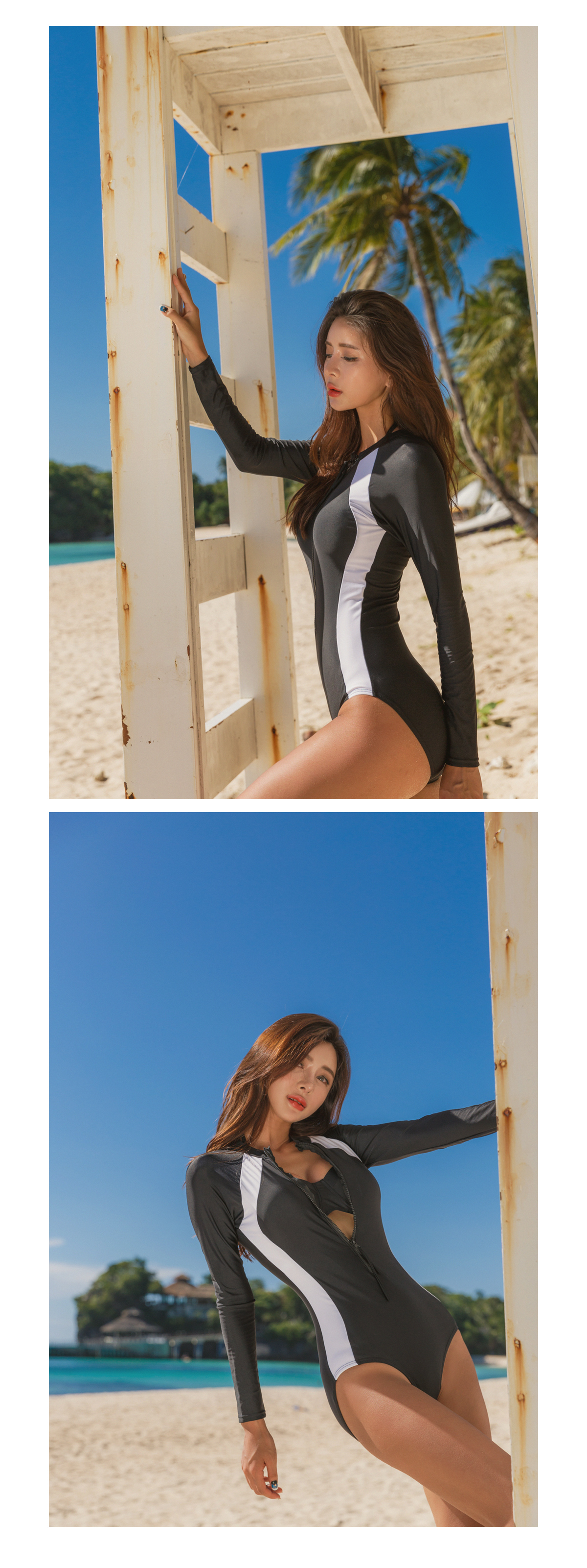 ビキニSET配色レオタードラッシュガード | レディースファッション通販