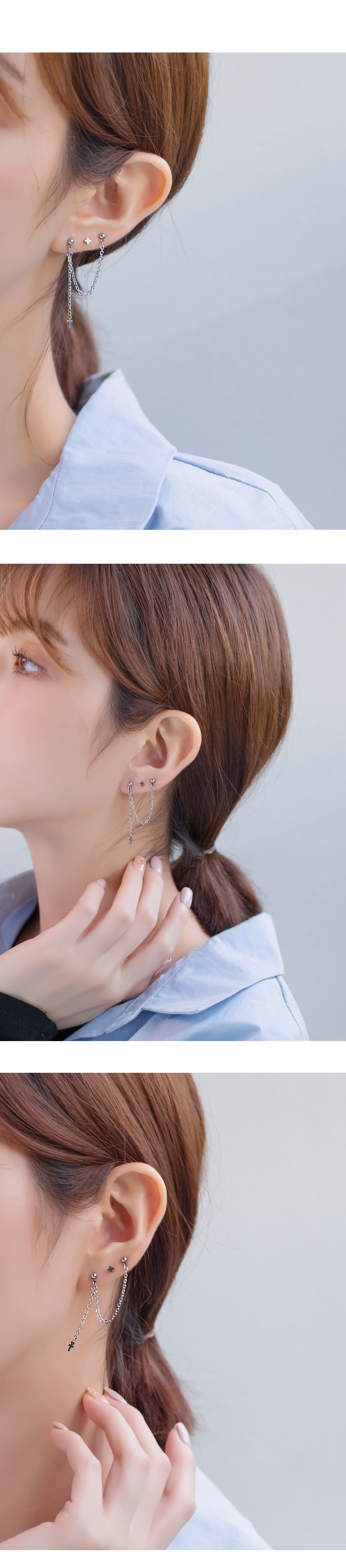 ミニクロスチェーンピアス(片耳用) | レディースファッション通販 - DHOLIC