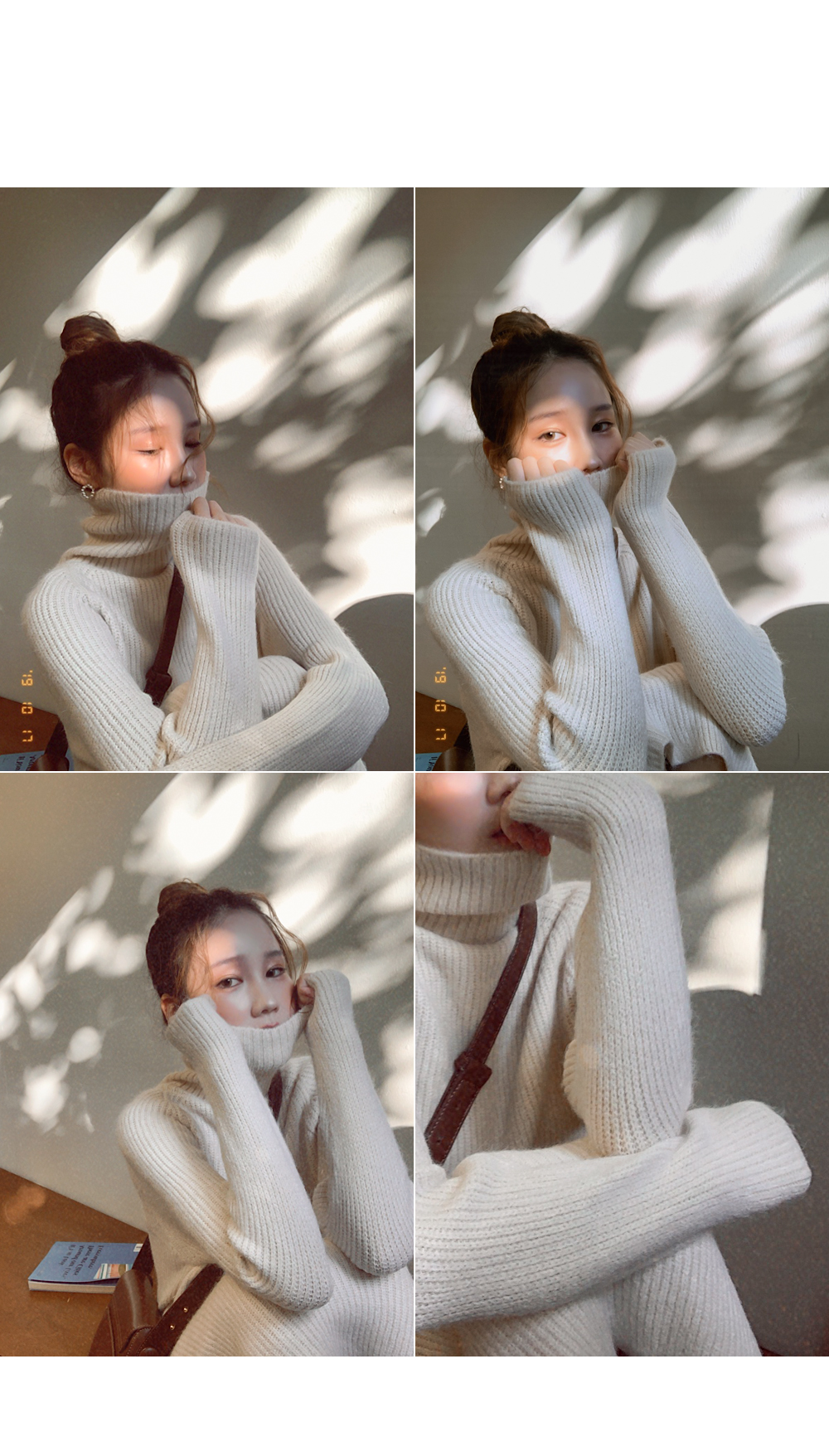 clara ブラック✖️ホワイト タートルネックニットワンピース clara Black✖️White タートルネックニットワンピースの通販 by